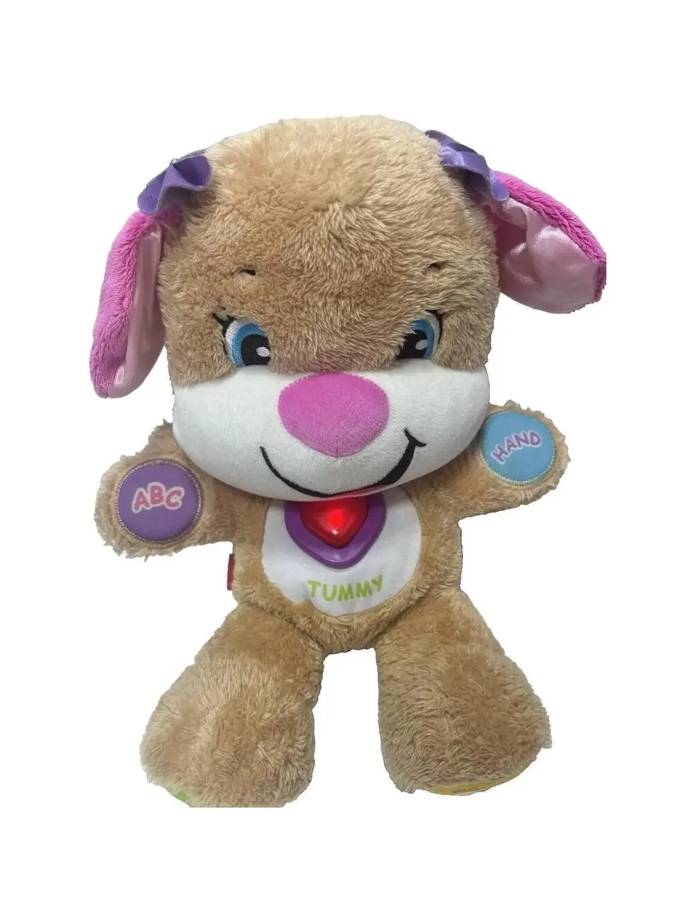 Fisher Price ABC Baby Plush Bear: Interactive Learning Talking Tummy Musical Toy